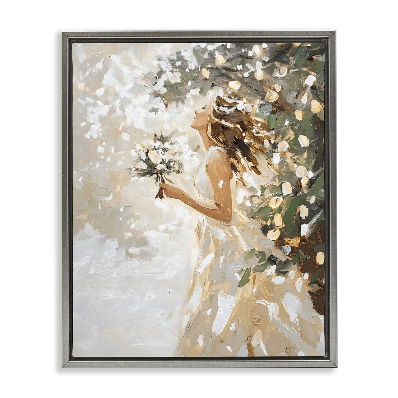 Stupell Industries Soft White Snow Flurry Floating Frame, design by LSR Design Studio